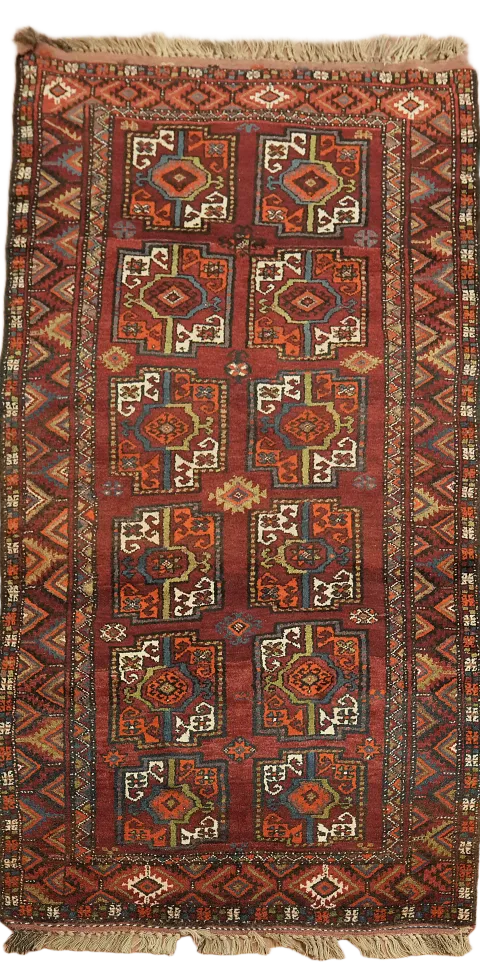 Wool Balouch Persian Vintage Rug 4x8