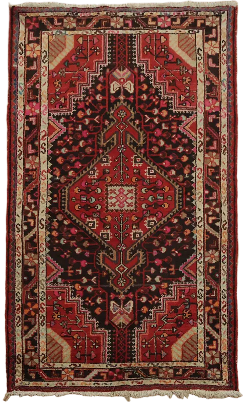 Vintage Wool Hamedan Persian Rug 4x6