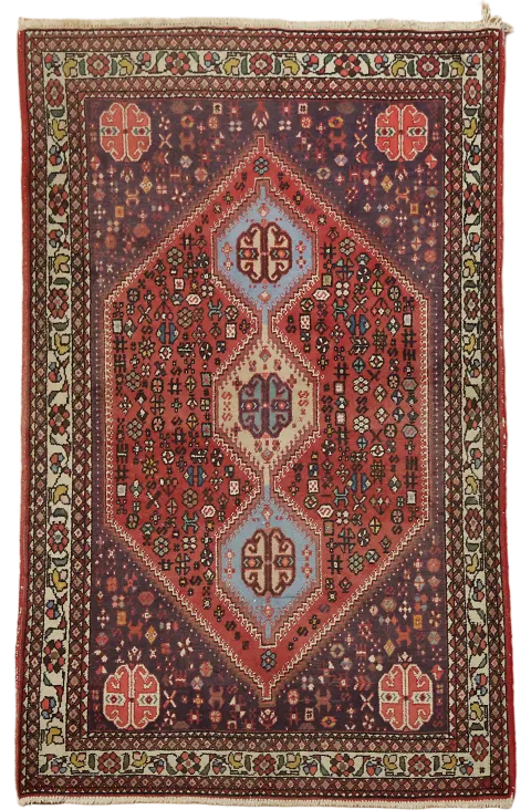 Vintage Wool Tribal Abadeh Persian Rug 3x5