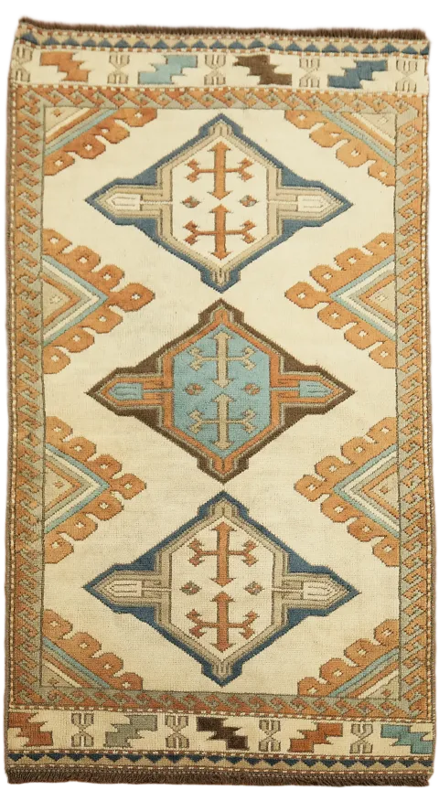 Wool Geometric Anatolian Turkish Rug 3x5