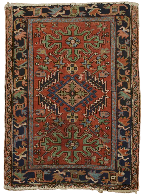 Antique Vegetable Dye Gharajeh Persian Wool Rug 3x4