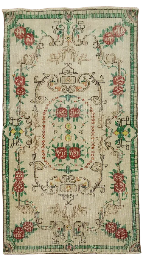 Vintage Wool Anatolian Turkish Rug 4x6