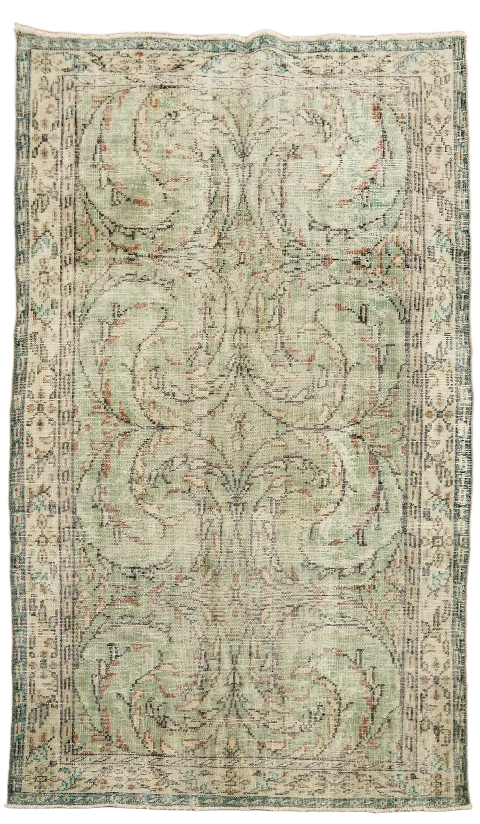 Vintage Distressed Wool Anatolian Turkish Area Rug 5x8