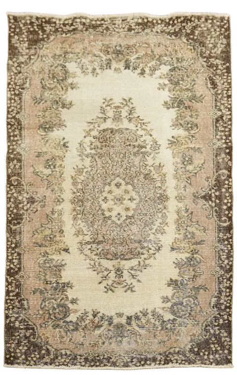 Distressed Vintage Anatolian Turkish Wool Rug 4x6