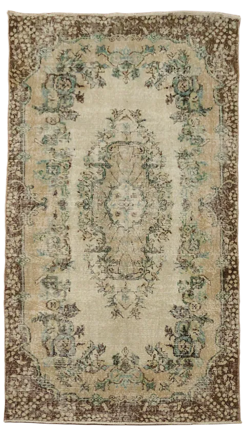 Floral Vintage Wool Anatolian Turkish Rug 4x7