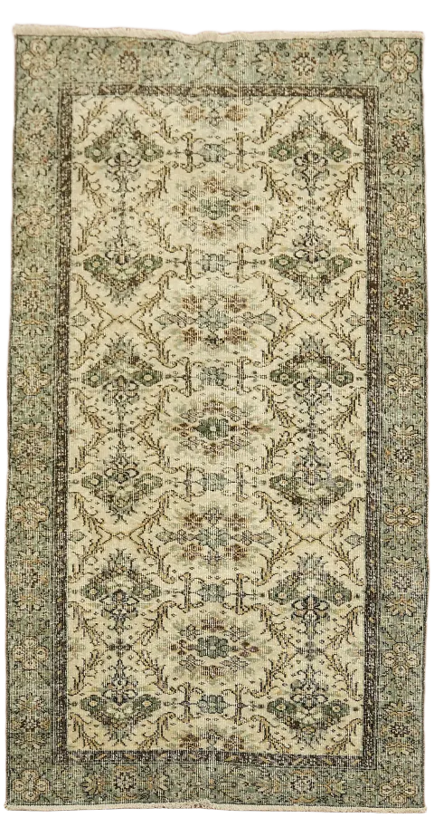 Vintage Distressed Wool Anatolian Turkish Rug 4x7