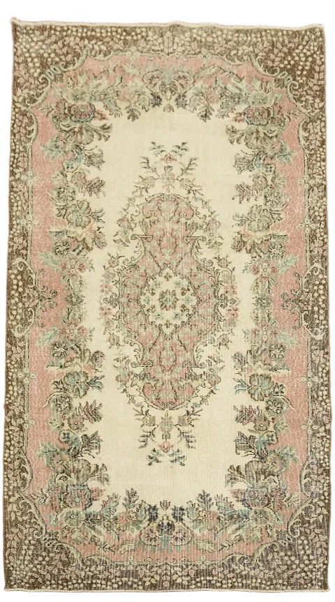 Vintage Distressed Anatolian Turkish Wool Area Rug 6x10