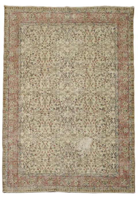 Vintage Distressed Anatolian Turkish Wool Area Rug 7x9