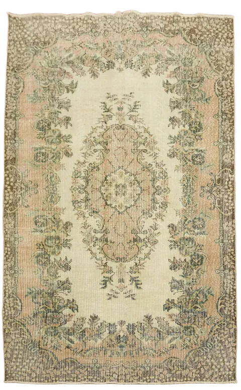 Distressed Vintage Wool Anatolian Turkish Area Rug 6x9