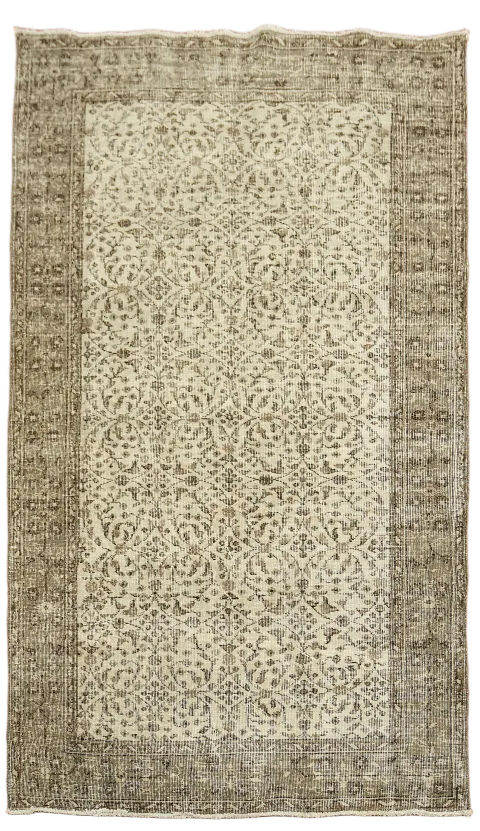 Vintage Anatolian Turkish Distressed Wool Rug 5x8