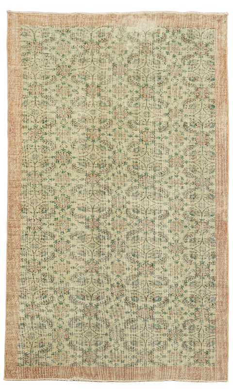 Distressed Vintage Wool Anatolian Turkish Area Rug 6x10