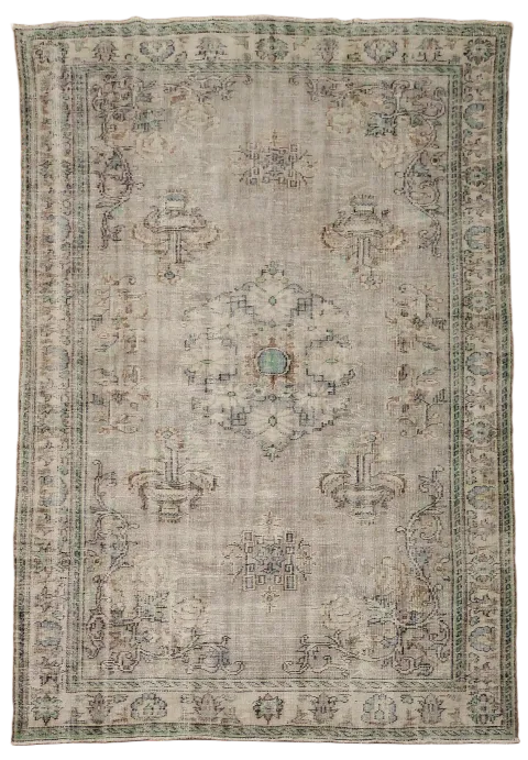 Vintage Distressed Anatolian Turkish Wool Area Rug 6x9