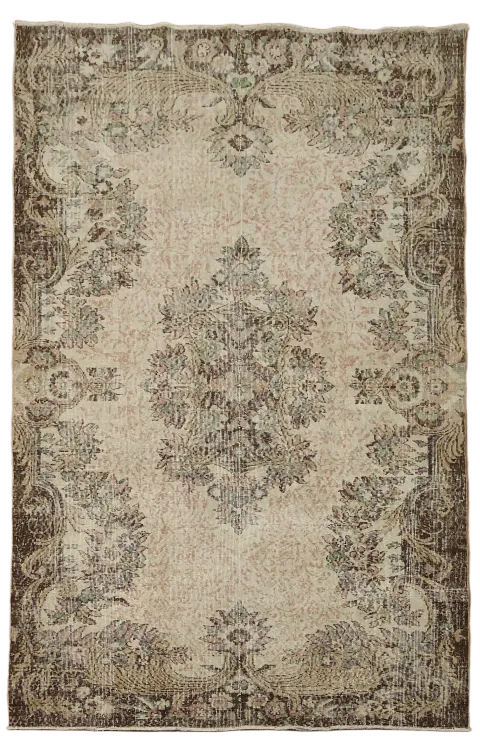 Vintage Anatolian Turkish Wool Area Rug 6x9