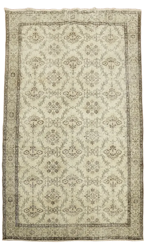 Distressed Vintage Anatolian Turkish Wool Area Rug 6x10