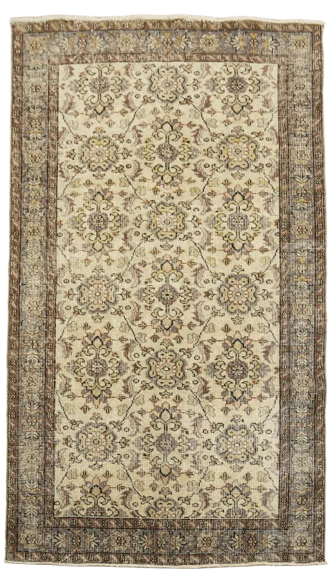 Vintage Wool Anatolian Turkish Rug 4x7
