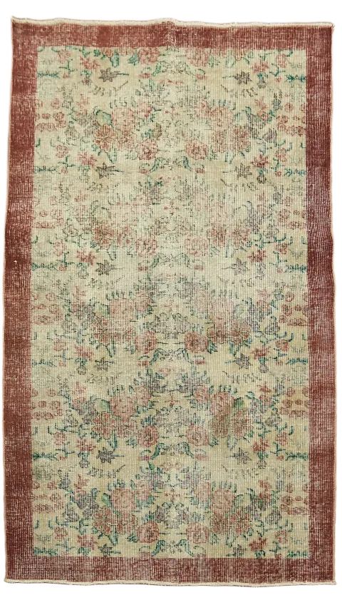 Vintage Anatolian Turkish Wool Rug 4x7