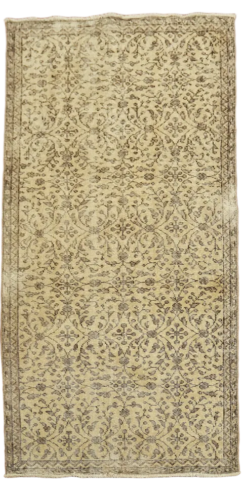 Vintage Anatolian Turkish Runner Wool Rug 3x7