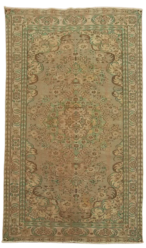 Distressed Vintage Anatolian Turkish Wool Area Rug 6x10