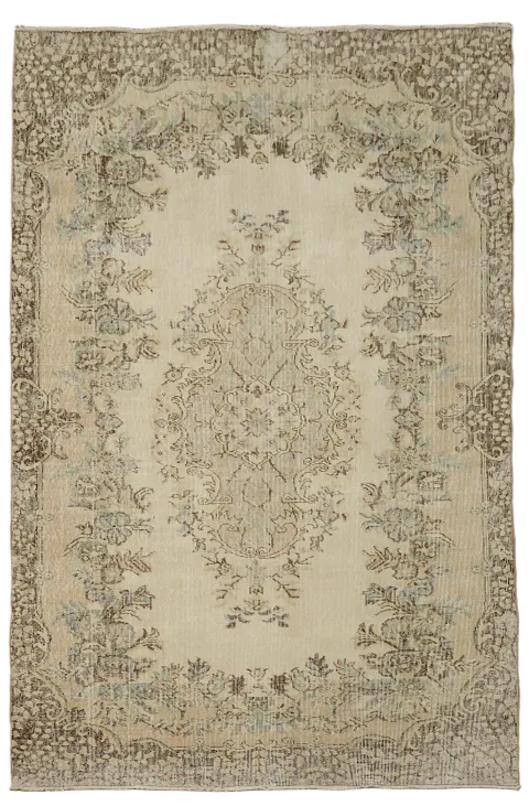 Distressed Vintage Anatolian Turkish Wool Area Rug 6x9