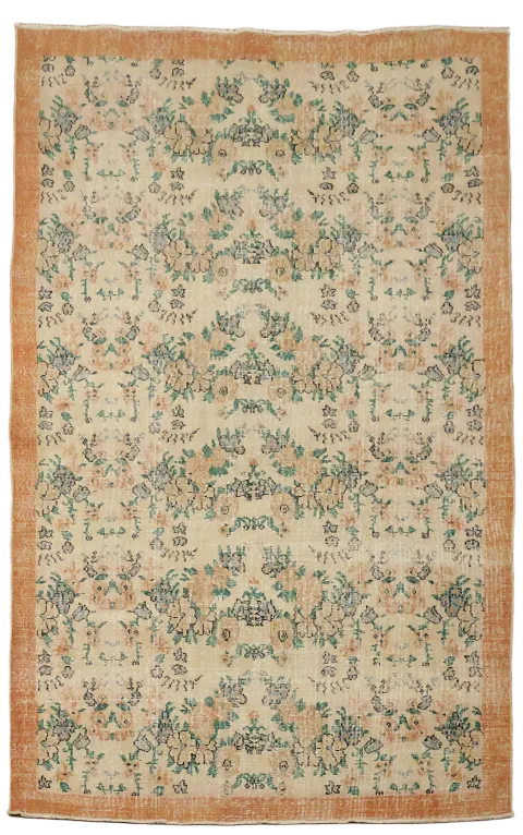 Distressed Vintage Anatolian Turkish Wool Area Rug 6x9