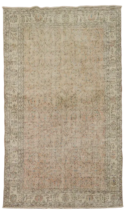 Vintage Distressed Anatolian Turkish Wool Area Rug 5x9