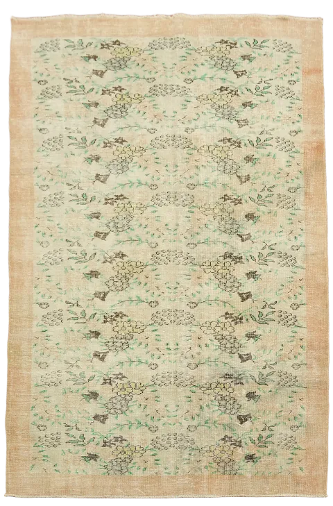 Vintage Distressed Wool Anatolian Turkish Area Rug 6x10