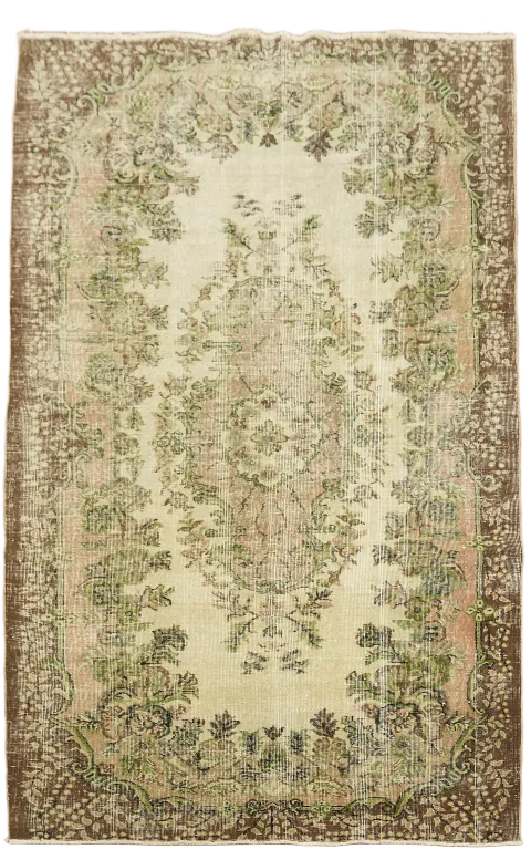 Distressed Vintage Anatolian Turkish Wool Rug 6x9