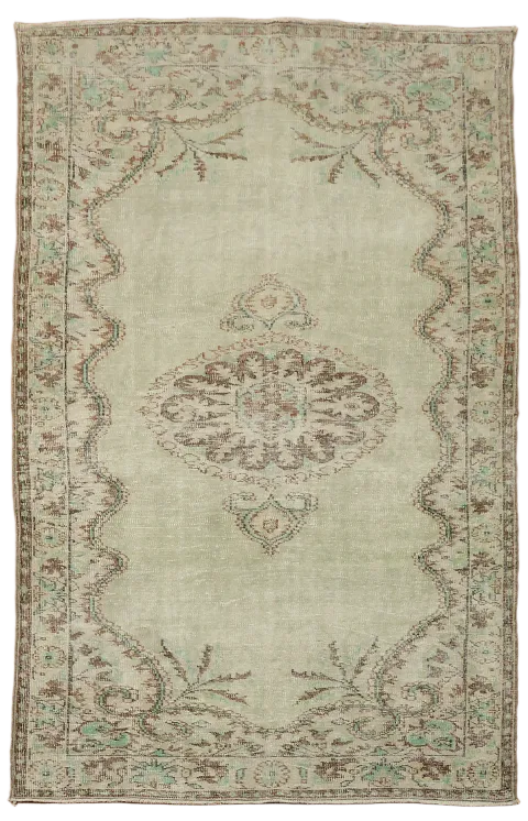 Vintage Distressed Wool Anatolian Turkish Area Rug 6x9