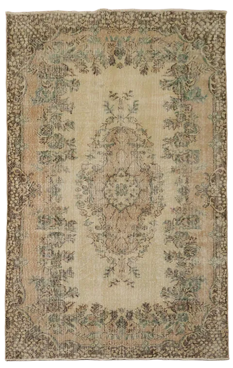 Distressed Wool Vintage Anatolian Turkish Area Rug 6x9