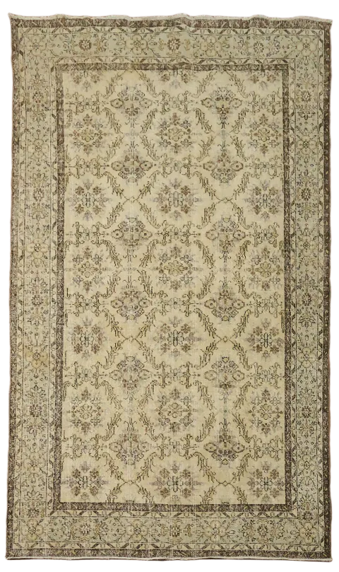 Distressed Vintage Wool Anatolian Turkish Area Rug 6x10