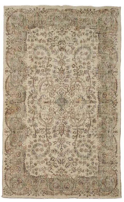 Vintage Distressed Wool Anatolian Turkish Area Rug 6x9
