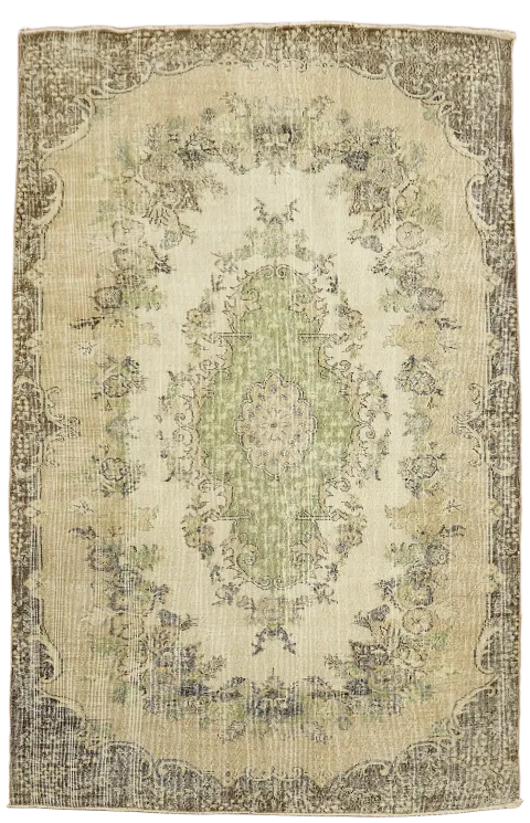 Vintage Anatolian Turkish Distressed Wool Rug 6x9