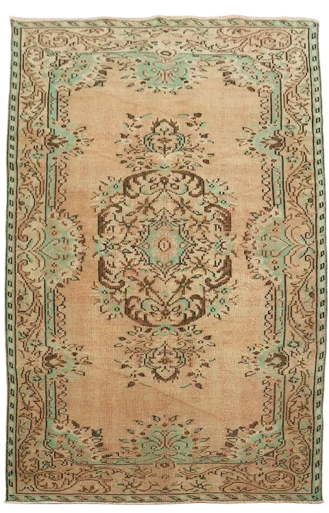 Wool Vintaged Distressed Anatolian Turkish Area Rug 5x8