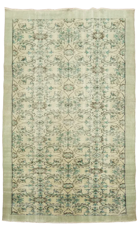 Vintage Wool Distressed Anatolian Turkish Wool Area Rug 6x10