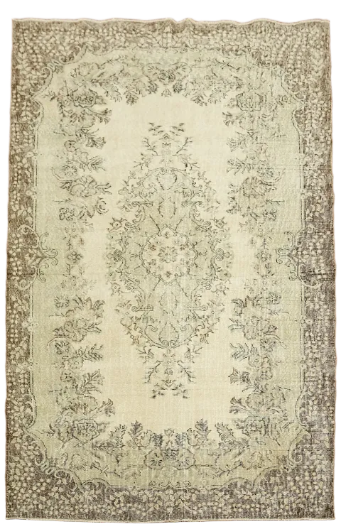 Vintage Distressed Anatolian Turkish Wool Area Rug 6x10