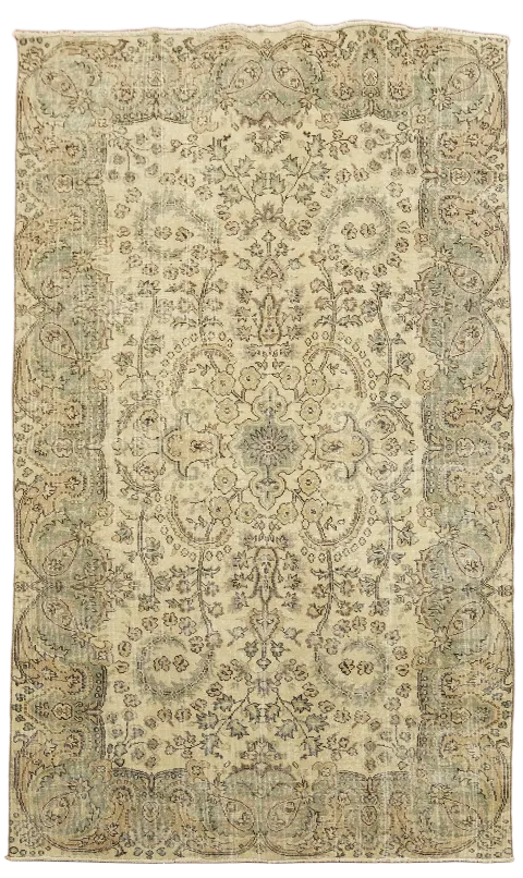 Vintage Distressed Anatolian Turkish Wool Rug 5x9
