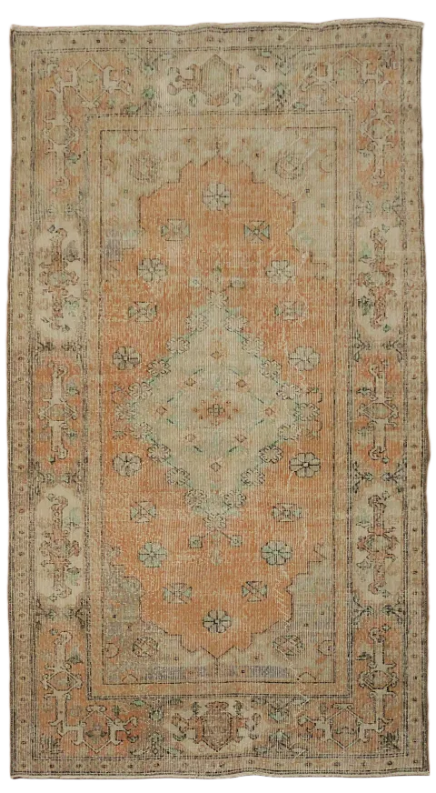 Vintage Distressed Anatolian Turkish Wool Rug 4x8