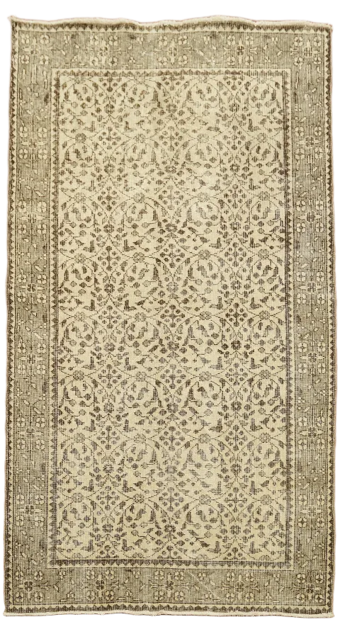 Vintage Distressed Anatolian Turkish Wool Rug 4x7