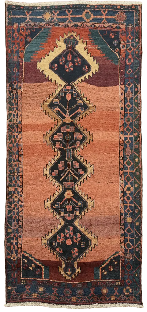 Vintage Wool Hamedan Persian Area Rug 5x9