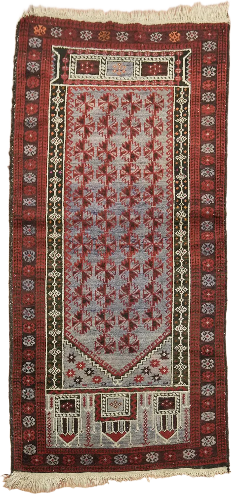 Wool Balouch Oriental Vintage Rug 3x5