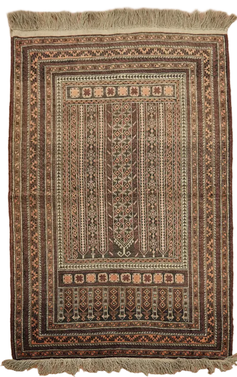 Balouch Oriental Vintage Wool Rug 3x5
