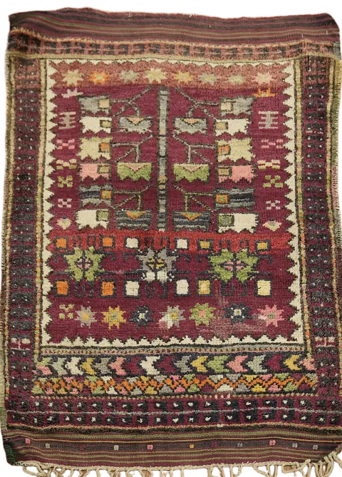 Old Vintage Oushak Wool  Oriental Tribal Rug 3x4