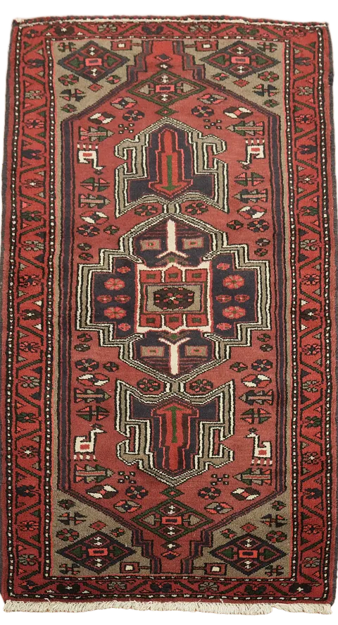 Vintage Wool Hamedan Persian Wool Rug 3x5