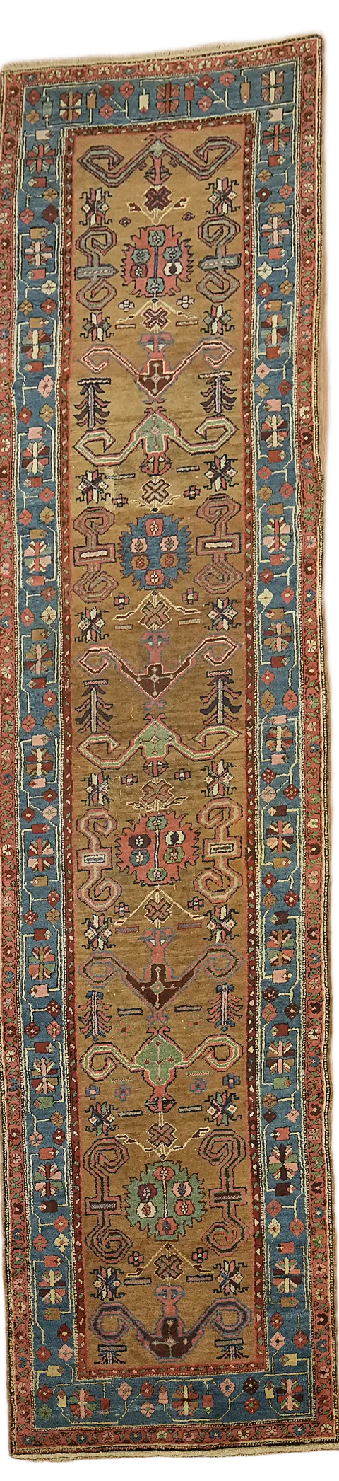 Pre-1900 Antique Heriz Bakhshayesh Persian Runner Wool Rug 3x15