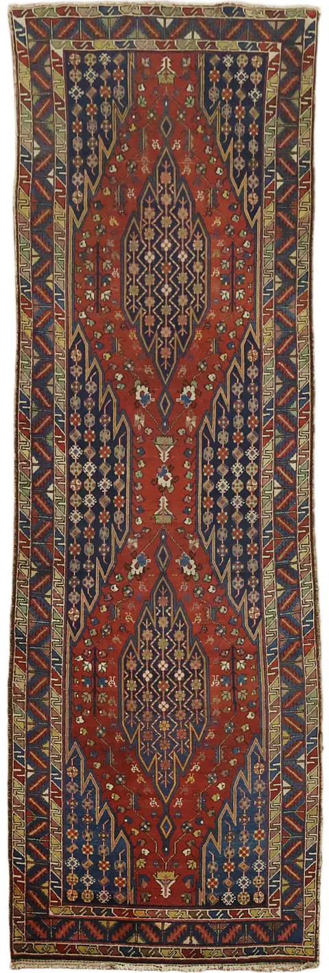 Vegetable Dye Antique Malayer Persian Runner Wool Rug 4x11