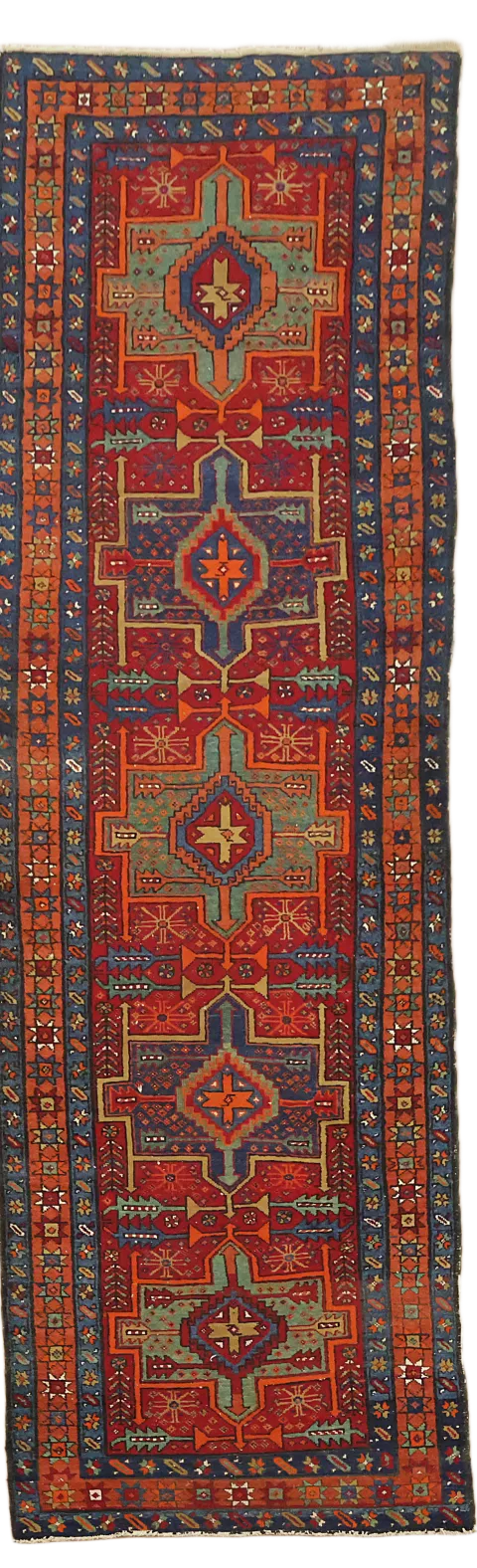 Vintage Heriz Serapi Persian Runner Wool Rug 3x12