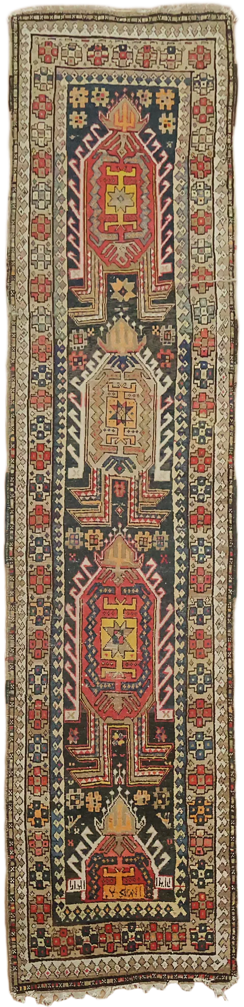 Pre-1900 Antique Malayer Persian Runner Wool Rug 3x12