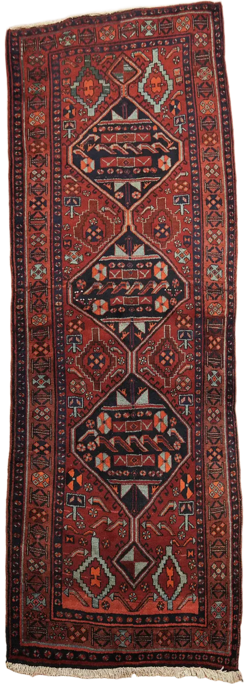 Hamedan Persian Runner Wool Rug 4x9
