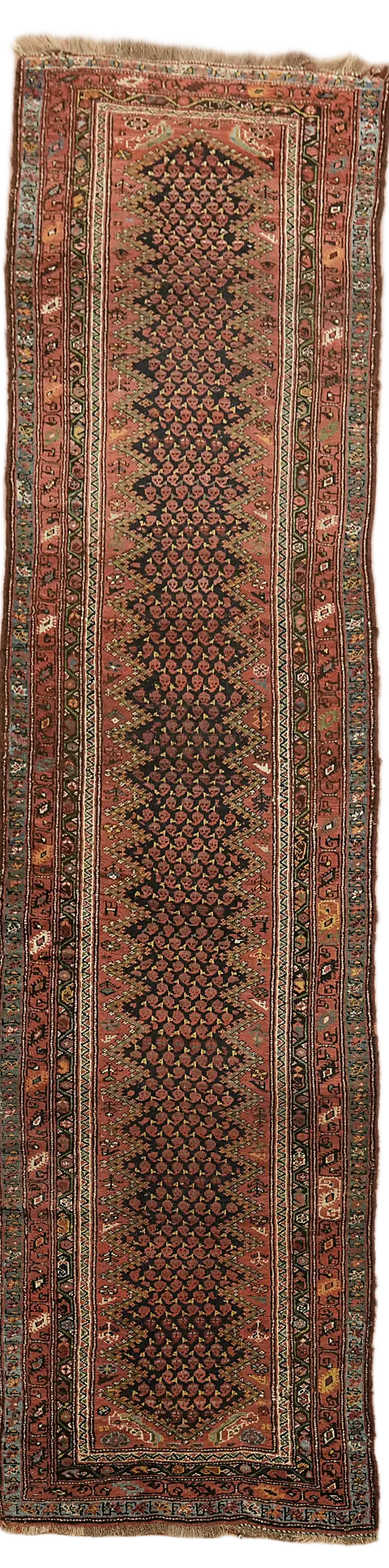 Pre-1900 Antique Heriz Persian Runner Wool Rug 3x13