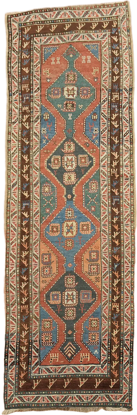 Old Vintage Oushak Turkish Runner Wool Rug 4x11